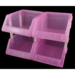 Plastic Beads Display Trays, Hot Pink, 6-3/4x4-3/4x3-1/8 inch(17x12x8cm), 12pcs/set