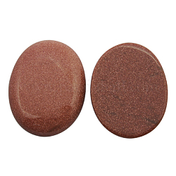 Gemstone cabochons, Goldstone sintetico, ovale, sabbia marrone, misura:circa30mm larghezza, 40 mm di lunghezza, 6.5 mm di spessore