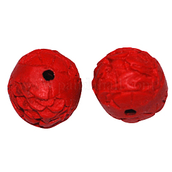 Abalorios de cinabrio, oval, rojo, 9.5~11x11.5~13x9.5~11.5mm, agujero: 1.8 mm