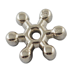 Ccb Kunststoff-Perlen, Blume, Nickel Farbe, 8 mm in Durchmesser, 2.5 mm dick, Bohrung: 1.5 mm