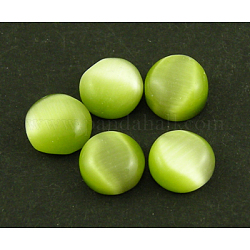 Cat Eye Cabochons, Half Round/Dome, Olive, 6x3mm