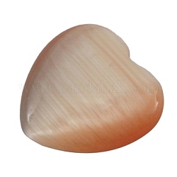 Cat Eye Cabochons, Valentine Craft Components Supplies, Orange, Heart, about 16mm in diameter, 4mm thick