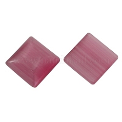 Cat Eye Cabochons, Pink, Square, about 10mm wide, 10mm long, 3mm thick