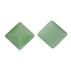 Cat Eye Cabochons, Light Green, Square, about 12mm wide, 12mm long, 2.5mm thick