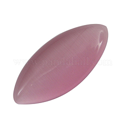Cat Eye Cabochons, Pink, Oval/Rice, about 10mm wide, 20mm long, 3mm thick