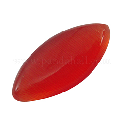 Cat Eye Cabochons, Tomato, Oval/Rice, about 7mm wide,  15mm long, 2.2mm thick