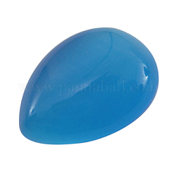 Cat Eye Cabochons, Sky Blue, Teardrop, about 13mm wide, 18mm long, 5mm thick