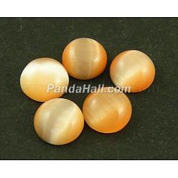 Cat Eye Glass Cabochons, Half Round/Dome, Coral, about 5mm in diameter, 2mm thick