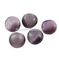 Cat Eye Glass Cabochons, Half Round/Dome, Dark Violet, about 8mm in diameter, 3mm thick