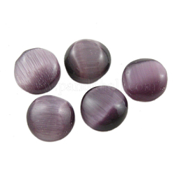 Cat Eye Glass Cabochons, Half Round/Dome, Dark Violet, about 10mm in diameter, 2.5mm thick