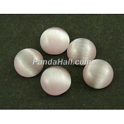 Cat Eye Glass Cabochons, Half Round/Dome, Plum, about 16mm in diameter, 3mm thick