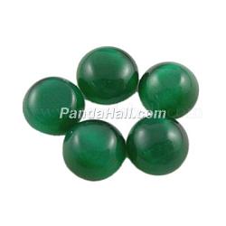 Cat Eye Glass Cabochons, Half Round/Dome, Dark Green, about 20mm in diameter, 3~5mm thick