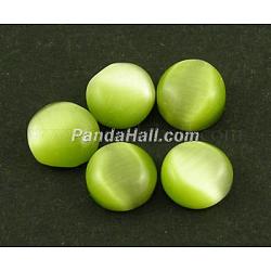 Cat Eye Glass Cabochons, Half Round/Dome, Olive, about 25mm in diameter, 5mm thick