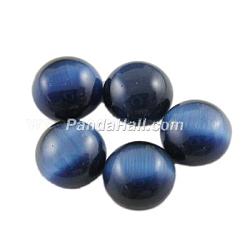 Cat Eye Glass Cabochons, Half Round/Dome, Dark Blue, about 25mm in diameter, 5mm thick