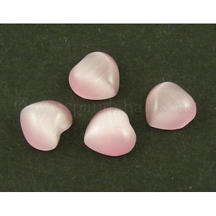 カボション  バレンタインクラフトパーツ  ハートキャットアイビーズ  ピンク  直径約6mm  厚さ2.5mm CE041-6-20-1