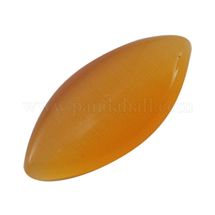キャッツアイカボション  オレンジ  楕円形/ライス  約10 mm幅  長さ20mm  厚さ3mm CE043-10X20-39-1