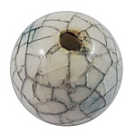 Perles en porcelaine manuelles, style craquelé, ronde, bleu clair, environ 12 mm de diamètre, Trou: 3mm