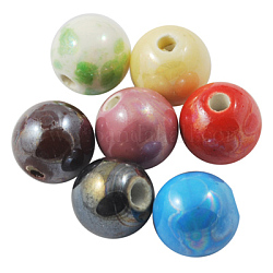 Perles en porcelaine manuelles, pearlized plaqué, ronde, couleur mixte, environ 18 mm de diamètre, Trou: 4mm