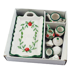Porcelain Tea Sets, Display Decorations, Green, 68mm long, 38.5mm wide
