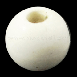 Manuell Porzellan Perlen, pearlized vernickelt, Runde, weiß, ca. 6 mm Durchmesser, Bohrung: 1 mm