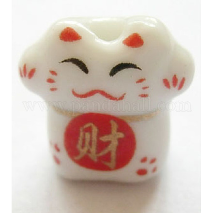 Ornamental hecho a mano con cuentas de gatitos de porcelana dorada CF072Y-1