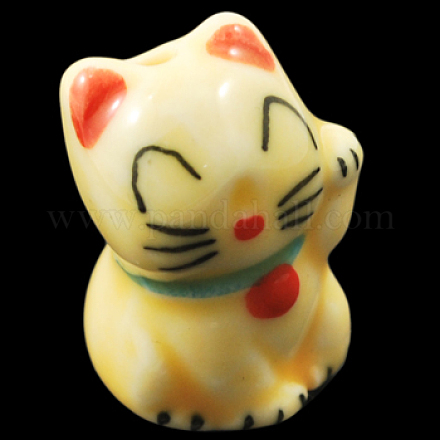 Cuentas de porcelana de gatito hechas a mano CF337Y-1