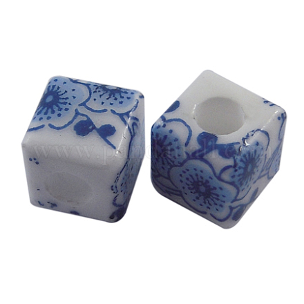 Handgemachte blauen und weißen Porzellan-Perlen CFF047Y-1