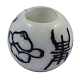 手作り陶器ヨーロピアンビーズ  大穴ビーズ  ラウンド  芯金がない  ホワイト  直径約12mm  厚さ10mm  穴：6mm CFF059Y-1