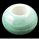 手作り陶器ヨーロピアンビーズ  大穴ビーズ  芯金がない  メッキパールカラーの  ラウンド/ロンデル  淡緑色  直径約13.5mm  厚さ8.5mm  穴：5mm CFPDL097Y-2-1