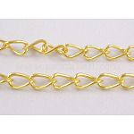 Cadenas retorcidas de hierro, sin soldar, dorado, anillo: aproximamente 3.5 mm de ancho, 5.5 mm de largo, 0.5 mm de espesor
