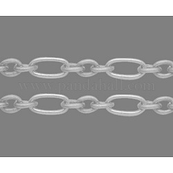 Iron Mother-Son Chain, Unwelded, Lead Free, Silver Color, with Spool, Size: Mother Chain: about 8mm long, 4mm wide, 1mm thick, Son Chain: about 5mm long, 3.5mm wide, 1mm thick, 100m/roll