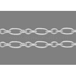 Iron Mother-Son Chain, Unwelded, Lead Free, Silver Color, with Spool, Size: Mother Chain: about 9mm long, 5mm wide, 0.8mm thick, Son Chain: about 5mm long, 4mm wide, 0.8mm thick, about 328.08 Feet(100m)/roll