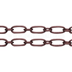 Iron Mother-Son Chain, Unwelded,  Red Copper Color, with Spool, Size: Mother Chain: about 9mm long, 5mm wide, 1mm thick, Son Chain: about 5mm long, 4mm wide, 1mm thick, about 328.08 Feet(100m)/roll