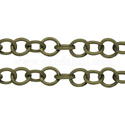 Cadenas rolo de hierro, cadena belcher, sin soldar, con carrete, sin plomo y el níquel, Bronce antiguo, 8x1.5mm
