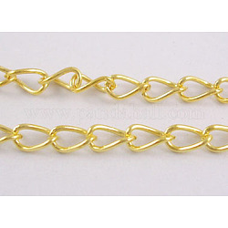 Iron Twisted Chains, Unwelded, Golden, Ring: about 3.5mm wide, 5.5mm long, 0.5mm thick
