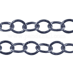 Aluminium Cable Chains, Unwelded, Prussian Blue, Oval, 14x11x2mm