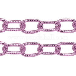 Aluminum Cable Chains, Textured, Unwelded, Oval, Oxidated in PearPink, Size: about Chain: 12mm long, 8mm wide, 1.5mm thick