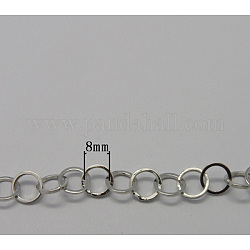 Brass Rolo Chains, Soldered, Platinum, Size: link rings: about 8mm in diameter.