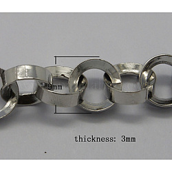 Brass Handmade Chains, Unwelded, Platinum Color, Soldered, Size: link ring: about 9mm in diameter, 3mm thick