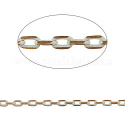 Brass Cable Chains, Diamond Cut Chains, Unwelded, with Spool, Oval, White, 3x2x0.5mm, 92m/Roll