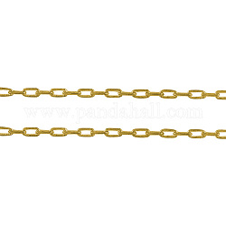 Brass Cable Chains, Diamond Cut Chains, Unwelded, Faceted, with Spool, Oval, Cadmium Free & Nickel Free & Lead Free, Golden, 3x1.5x0.45mm, about 301.83 Feet(92m)/roll