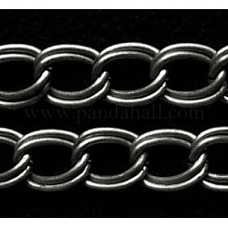 Iron Double Link Chains, Unwelded, with Spool, Gunmetal, Link:7x8mm, 0.8mm thick, about 164.04 Feet(50m)/roll