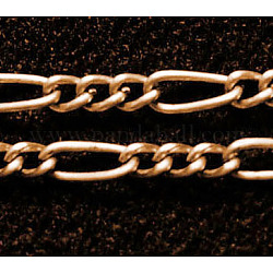 Iron Handmade Chains Figaro Chains Mother-Son Chains, Unwelded, Red Copper Color, with Spool, Mother Link:3x7mm, Son Link:2.5x4mm, about 328.08 Feet(100m)/roll
