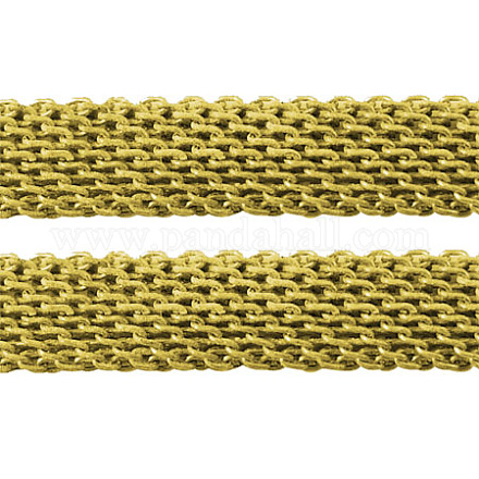 アイアン製メッシュチェーンネットワークチェーン  溶接されていない  スプールで  ゴールドカラー  チェーン：4 mm幅  厚さ2mm  約328.08フィート（100m）/ロール CHN011Y-G-1
