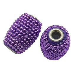 Handmade Indonesia Beads, with Brass Core, Tube, Purple, Size: about 13~16mm wide, 19~21mm long, hole: 3.8mm.