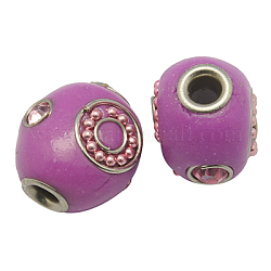 Handmade Indonesia Beads, with Brass Core, Tube, Fuchsia, Size: about 18mm wide, 18mm long, 13mm thick, hole: 3.8mm