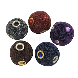 Handmade Indonesia Beads, with Brass Core, Round, Mixed Color, Size: about 20mm in diameter, hole: 4mm