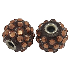 Handmade Indonesia Beads, with Brass Core, Round, Coconut Brown, Size: about 16~18mm in diameter, 14~16mm thick, hole: 3.8mm