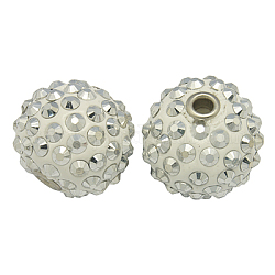 Indonesia Beads, with Brass Core, Round, Silver, Size: about 26mm in diameter, 21mm thick, hole: 4mm