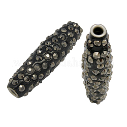 Handmade Indonesia Beads, with Brass Core, Tube, Platinum, Silver, Size: about 18mm wide, 60mm long, hole: 5mm